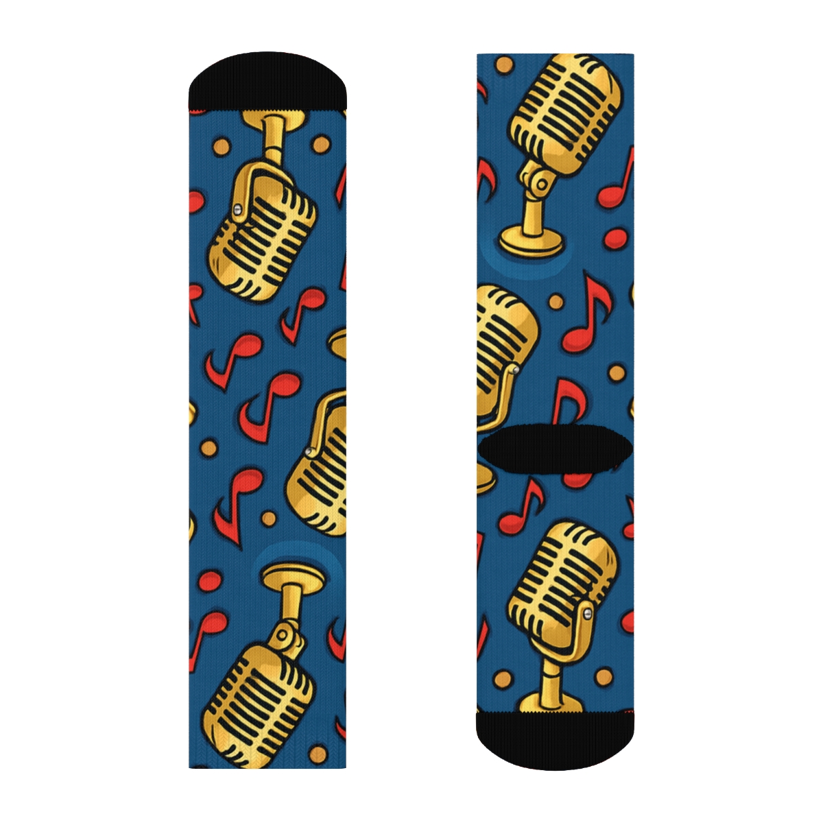 Musician-Grade Microphone Lattice On Concert Blue personalized crew socks