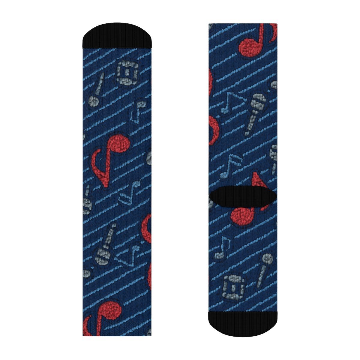 Musician Treble Clef Knit Grid designer printed crew socks