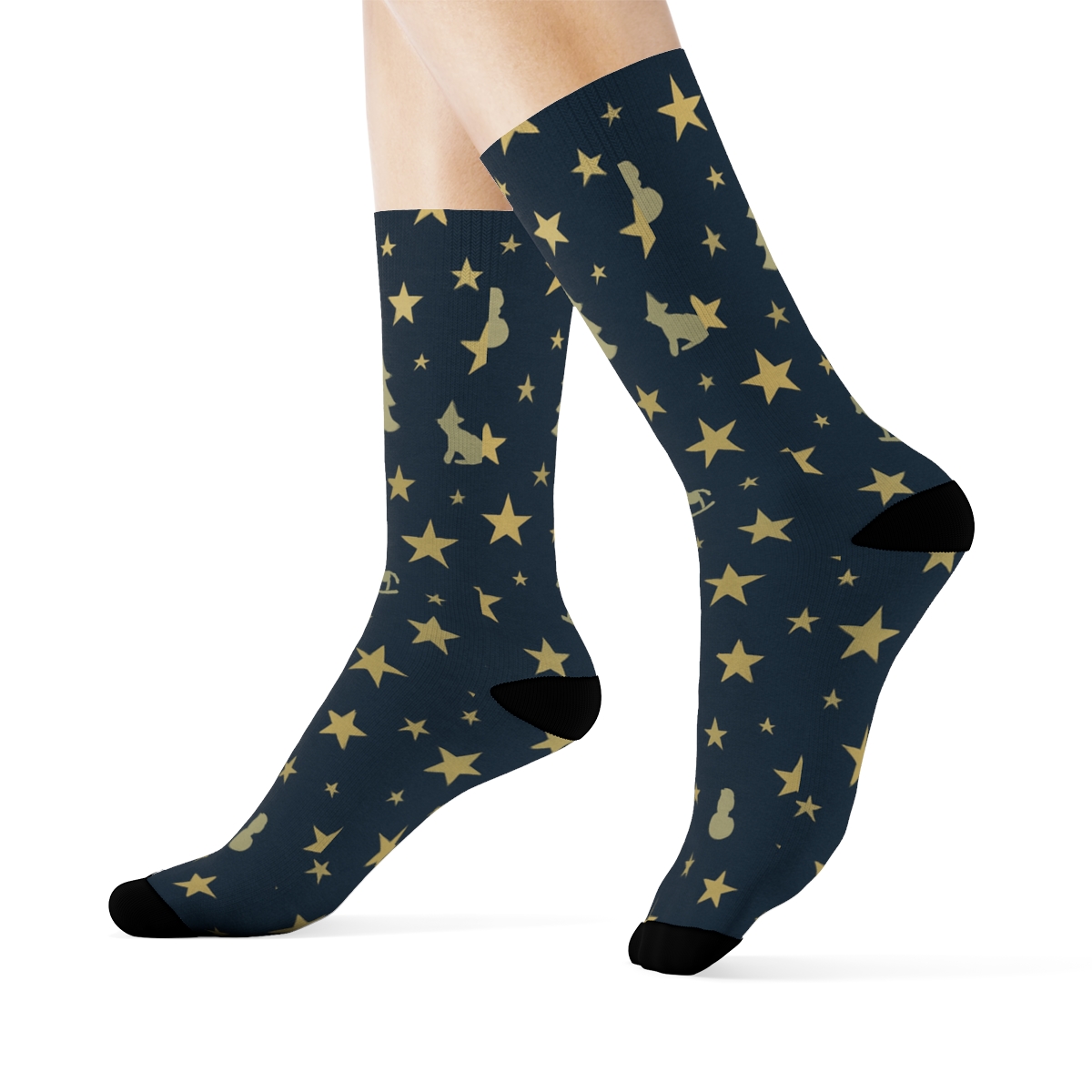 Nativity Starfield Holiday designer printed crew socks