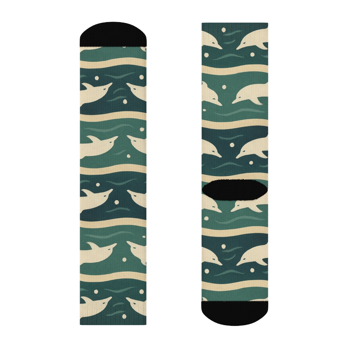 Nautical Current Bands With Dolphin Silhouettes comfortable cotton crew socks
