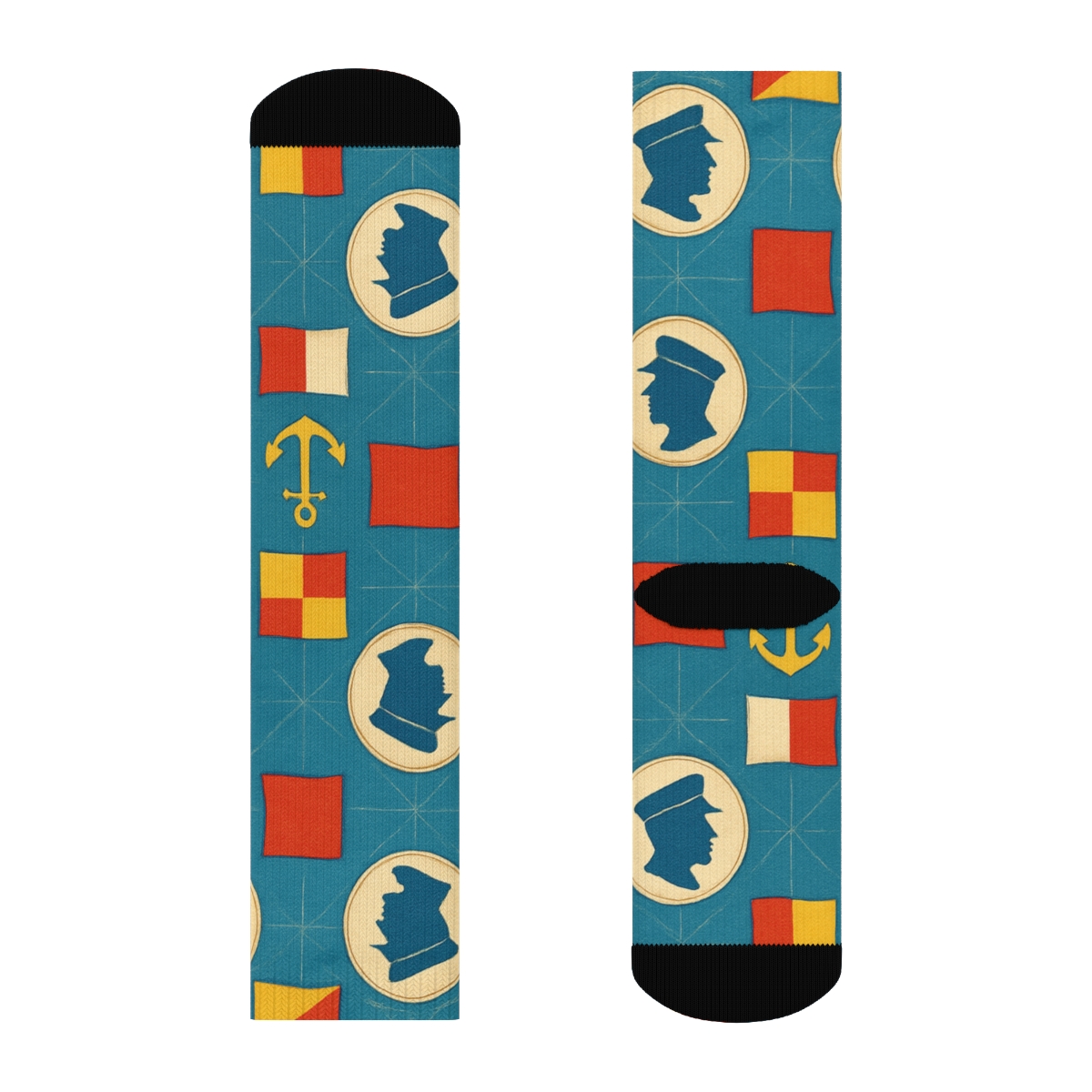 Nautical Flag Lattice With Ship Captain Accents unique graphic crew socks