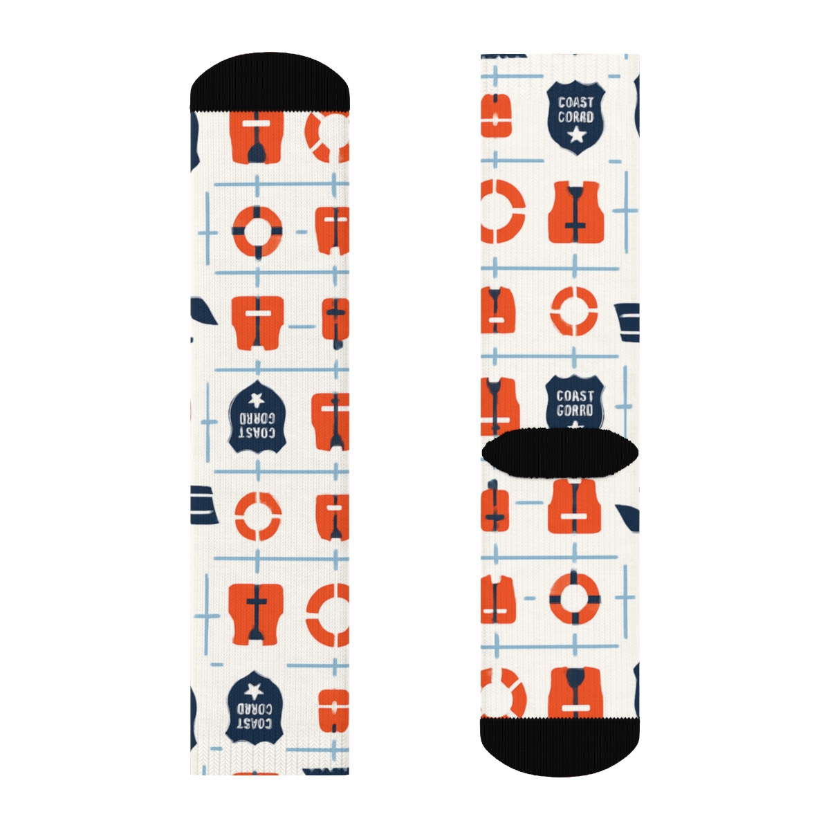 Nautical Grid With Coast Guard Officer Icons stylish athletic crew socks