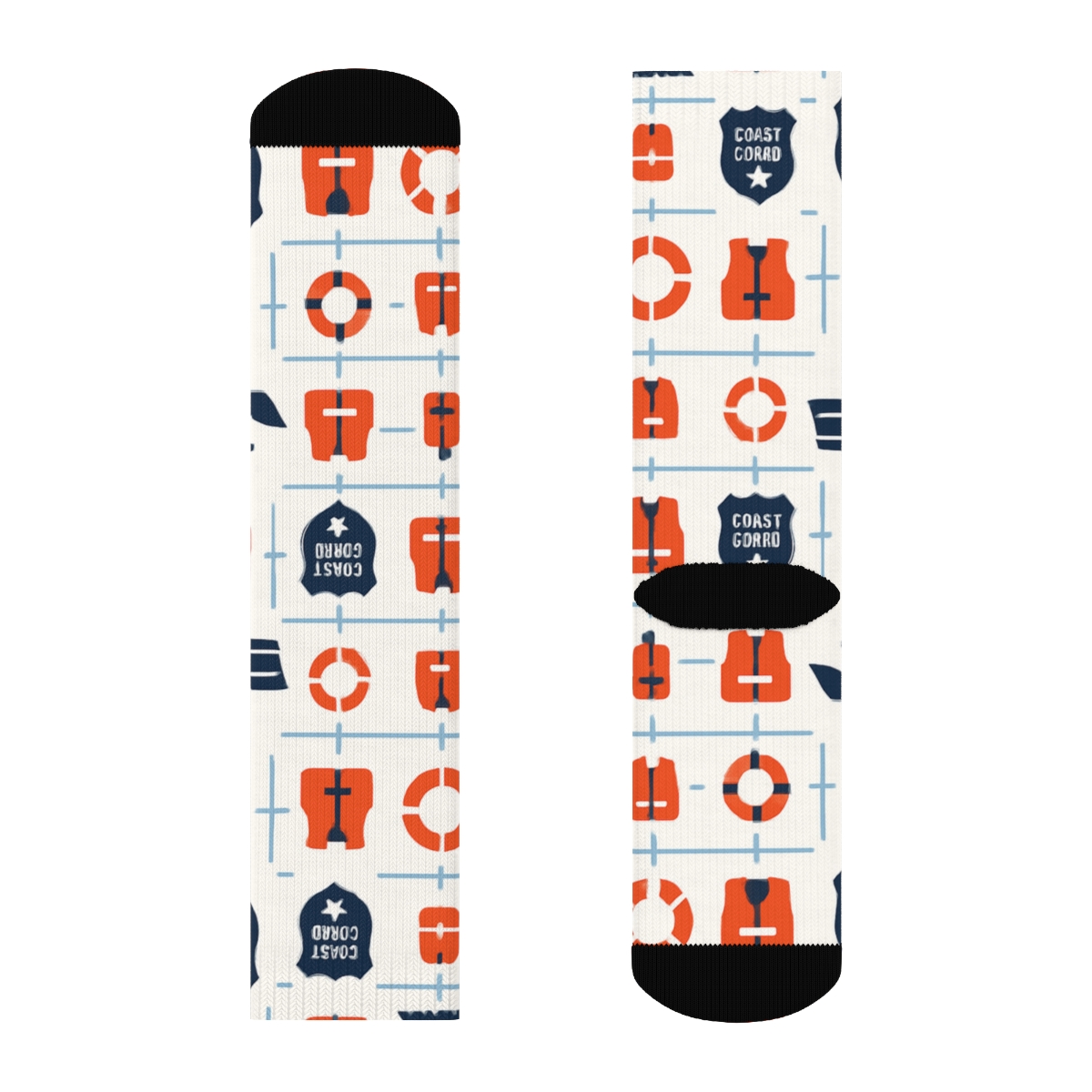Nautical Grid With Coast Guard Officer Icons stylish athletic crew socks