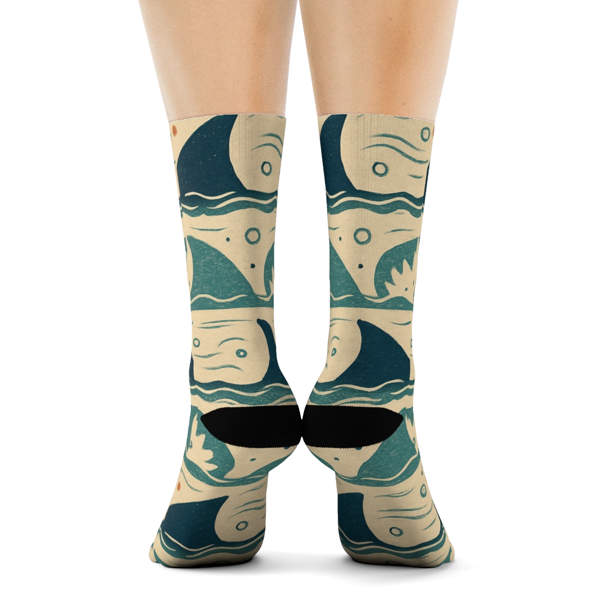 Nautical Patchwork With Shark Fin Bands custom crew socks