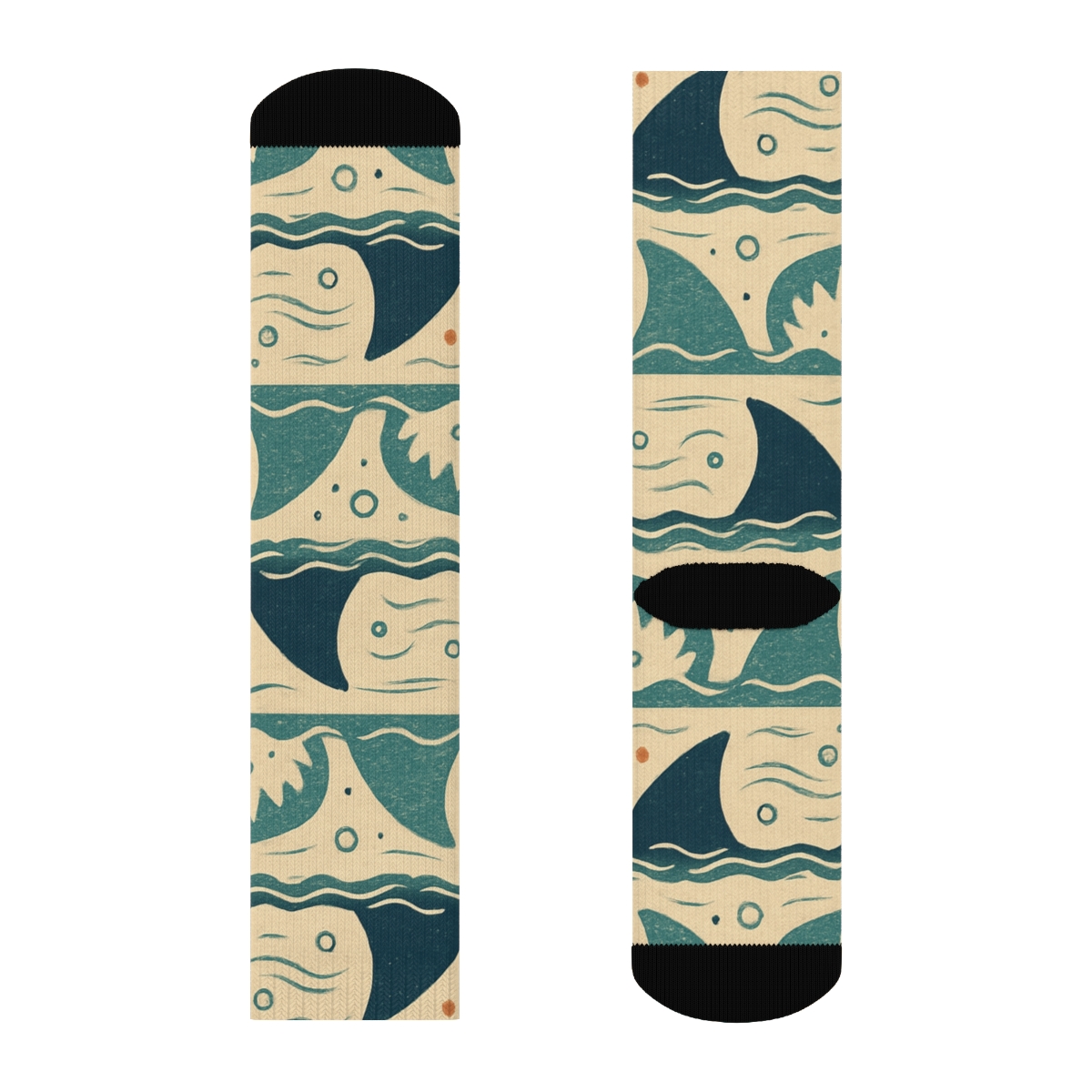 Nautical Patchwork With Shark Fin Bands custom crew socks