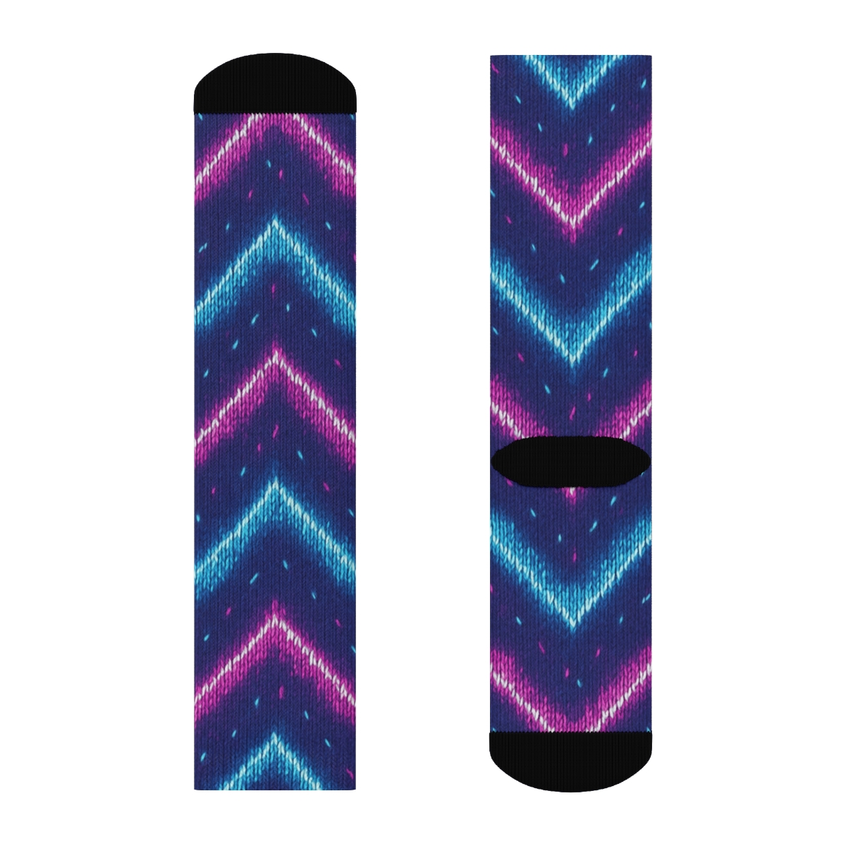 Neon Arc Chevron Bands On Indigo Field stylish athletic crew socks