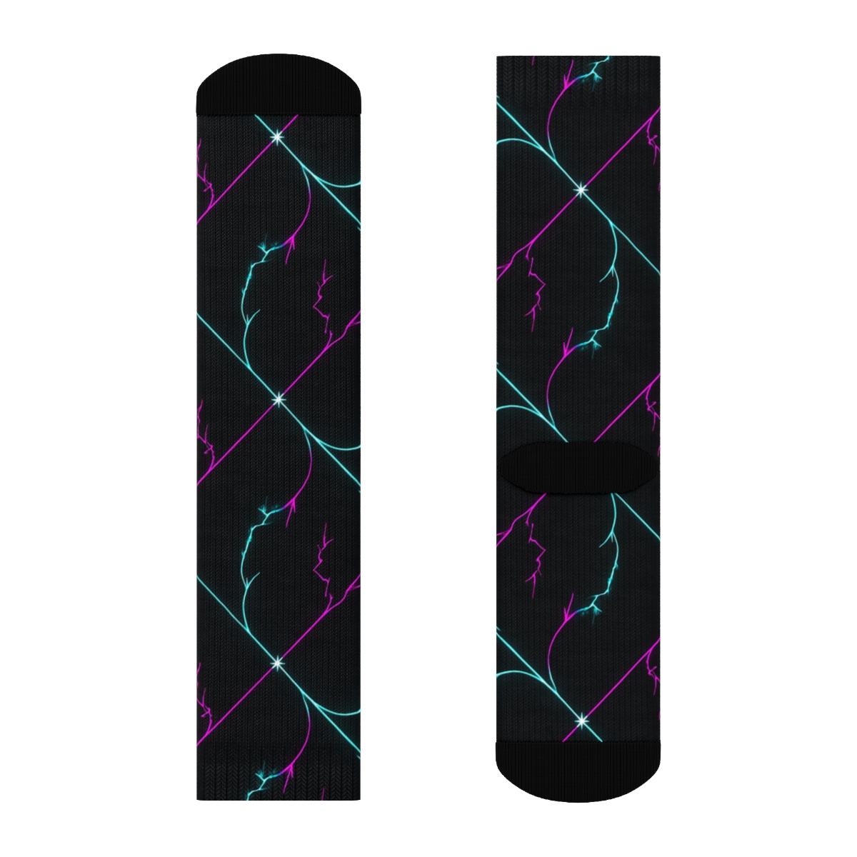Neon Arc Lattice Micro Bolt Scatter designer printed crew socks