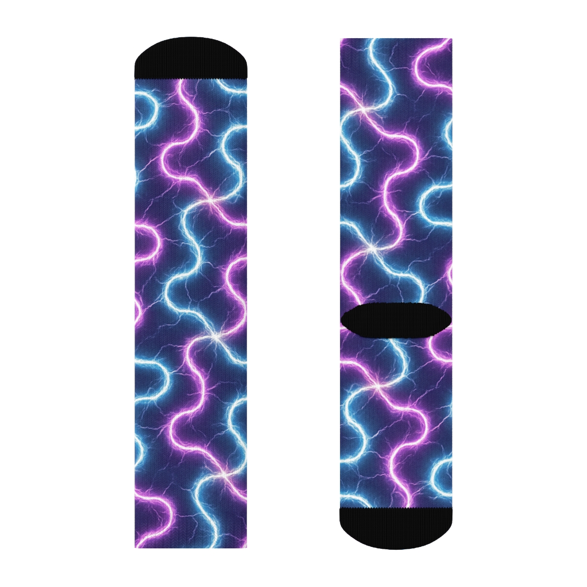 Neon Arc Lattice On Deep Indigo Field custom crew socks