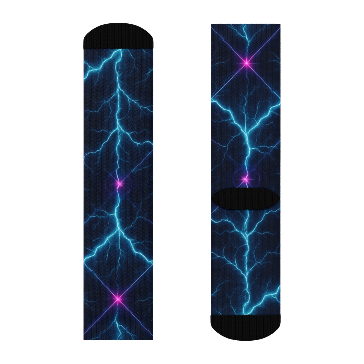 Neon Arc Lattice On Midnight Field personalized crew socks