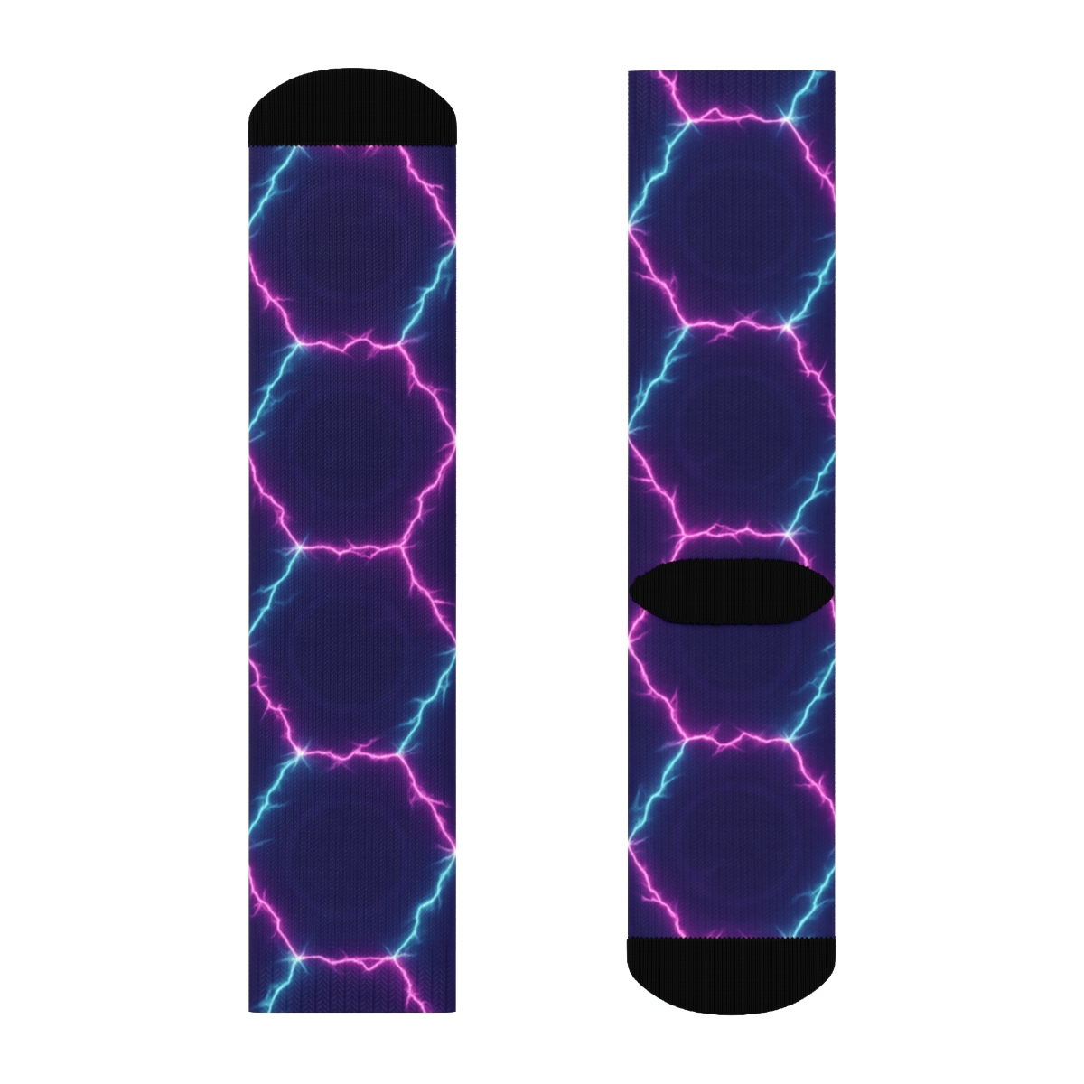 Neon Arc Tessellation On Deep Indigo unique graphic crew socks