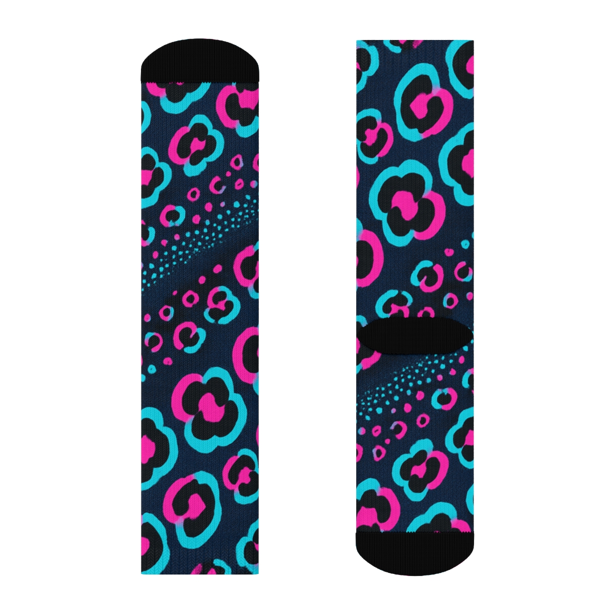 Neon Contrast Diagonal Spot Wave stylish athletic crew socks
