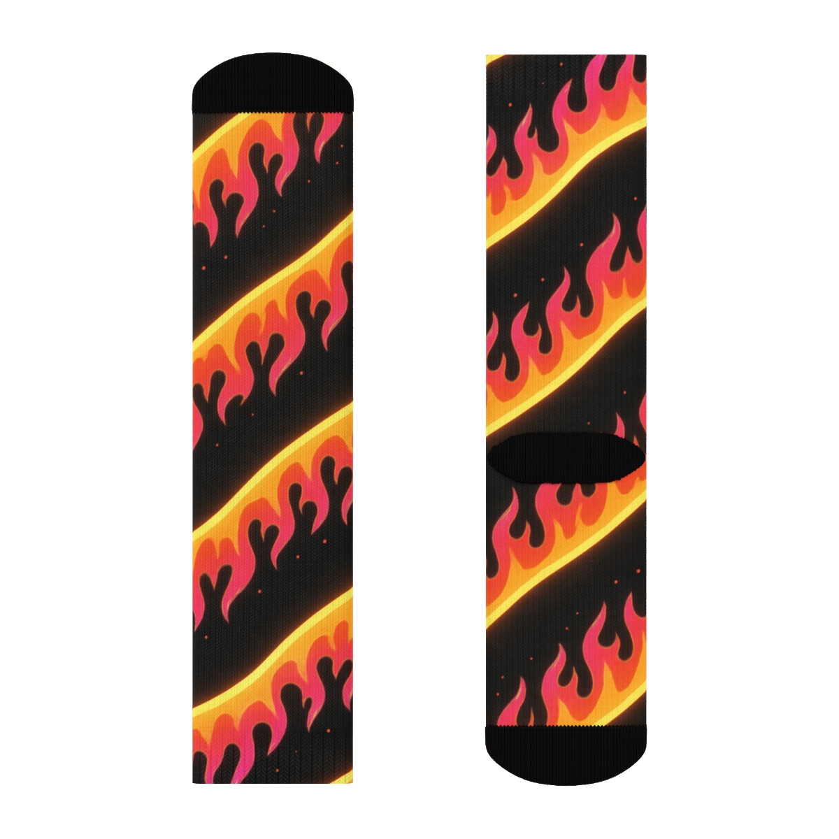 Neon Ember Flame Waves On Midnight Field comfortable cotton crew socks