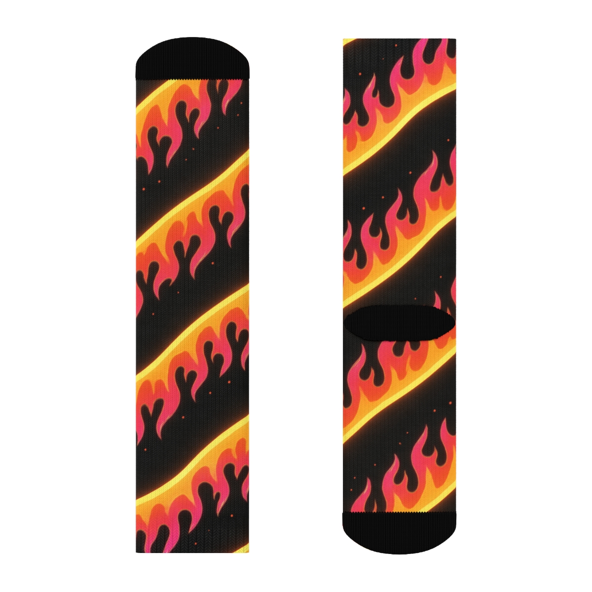 Neon Ember Flame Waves On Midnight Field comfortable cotton crew socks