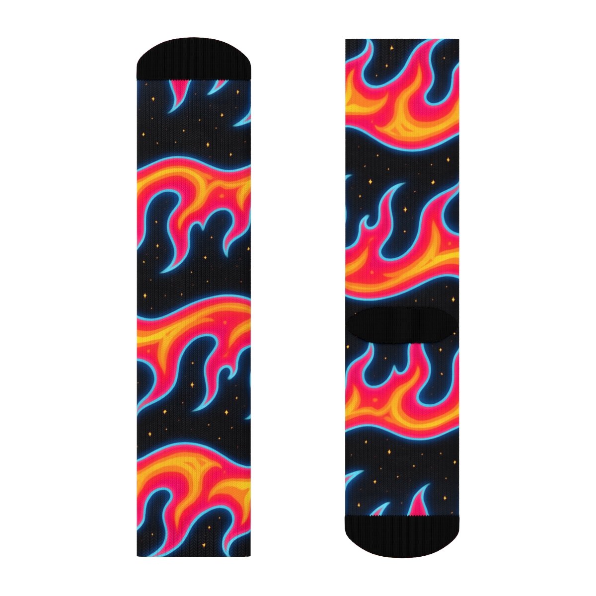 Neon Flame Wave Band Repeat designer printed crew socks