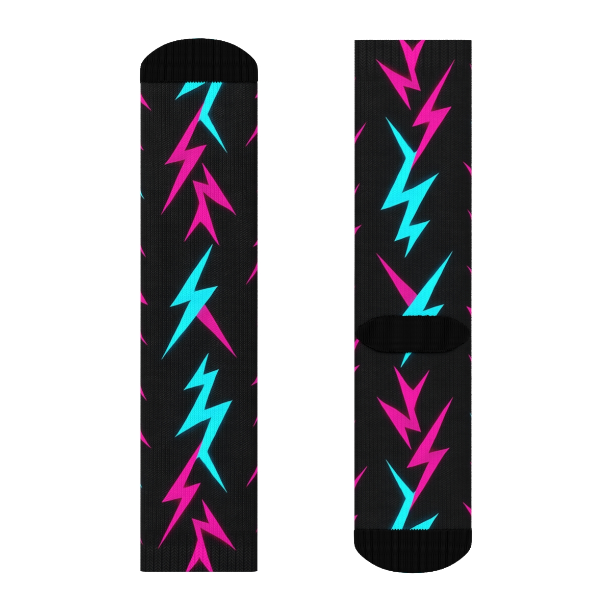 Neon Forked Lightning Chevron Field trendy patterned crew socks
