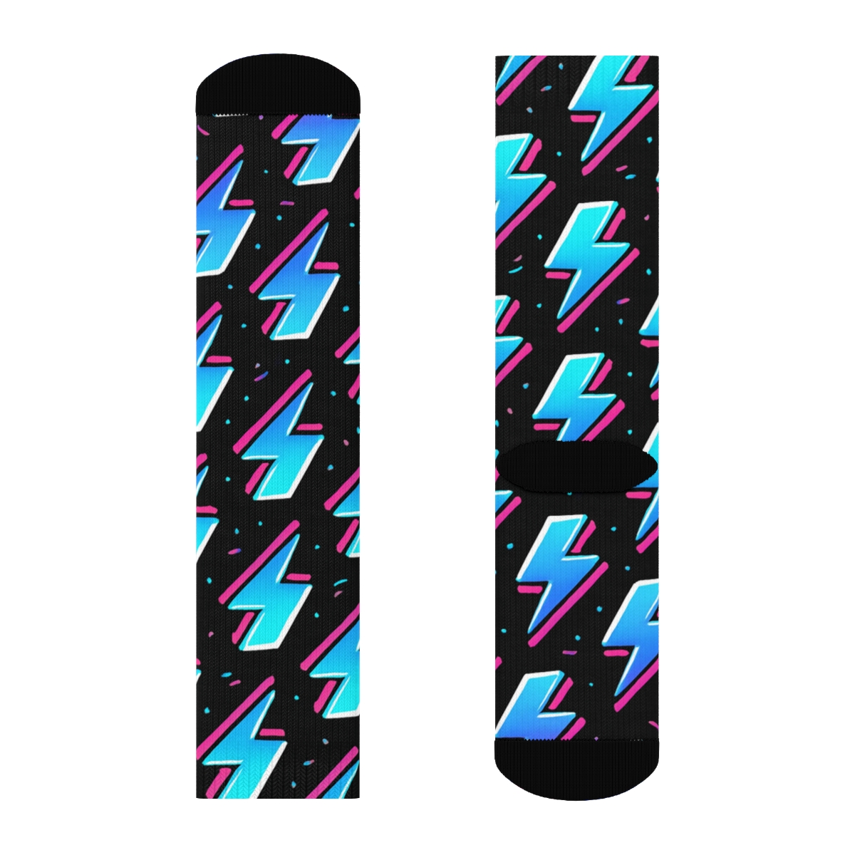 Neon Gradient Bolt Chevron Bands unique graphic crew socks