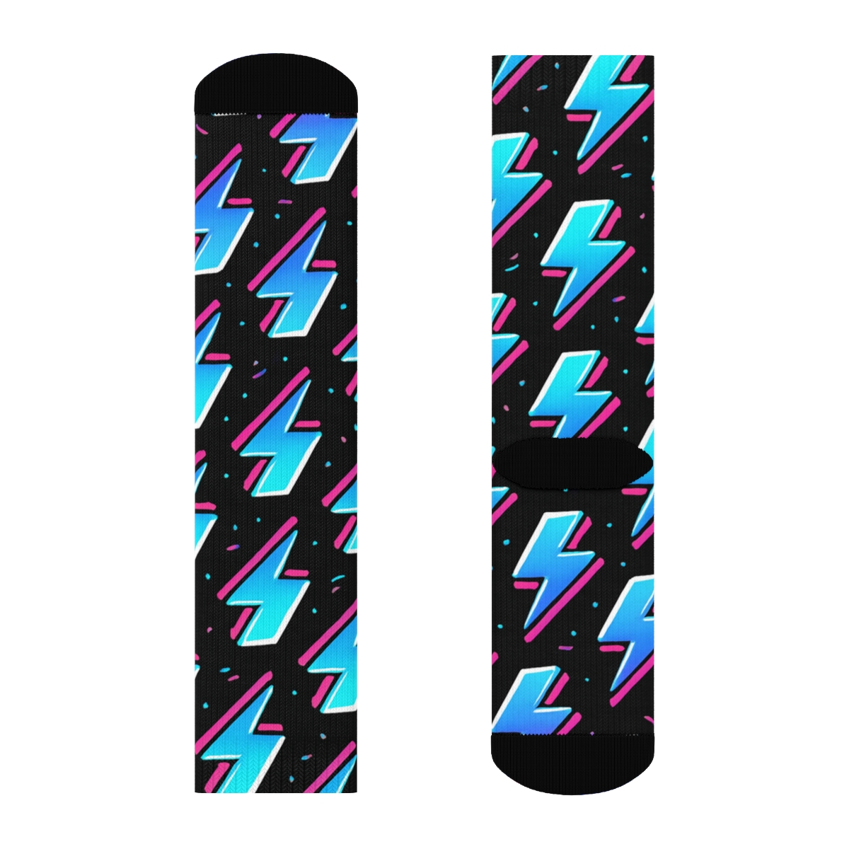 Neon Gradient Bolt Chevron Bands unique graphic crew socks