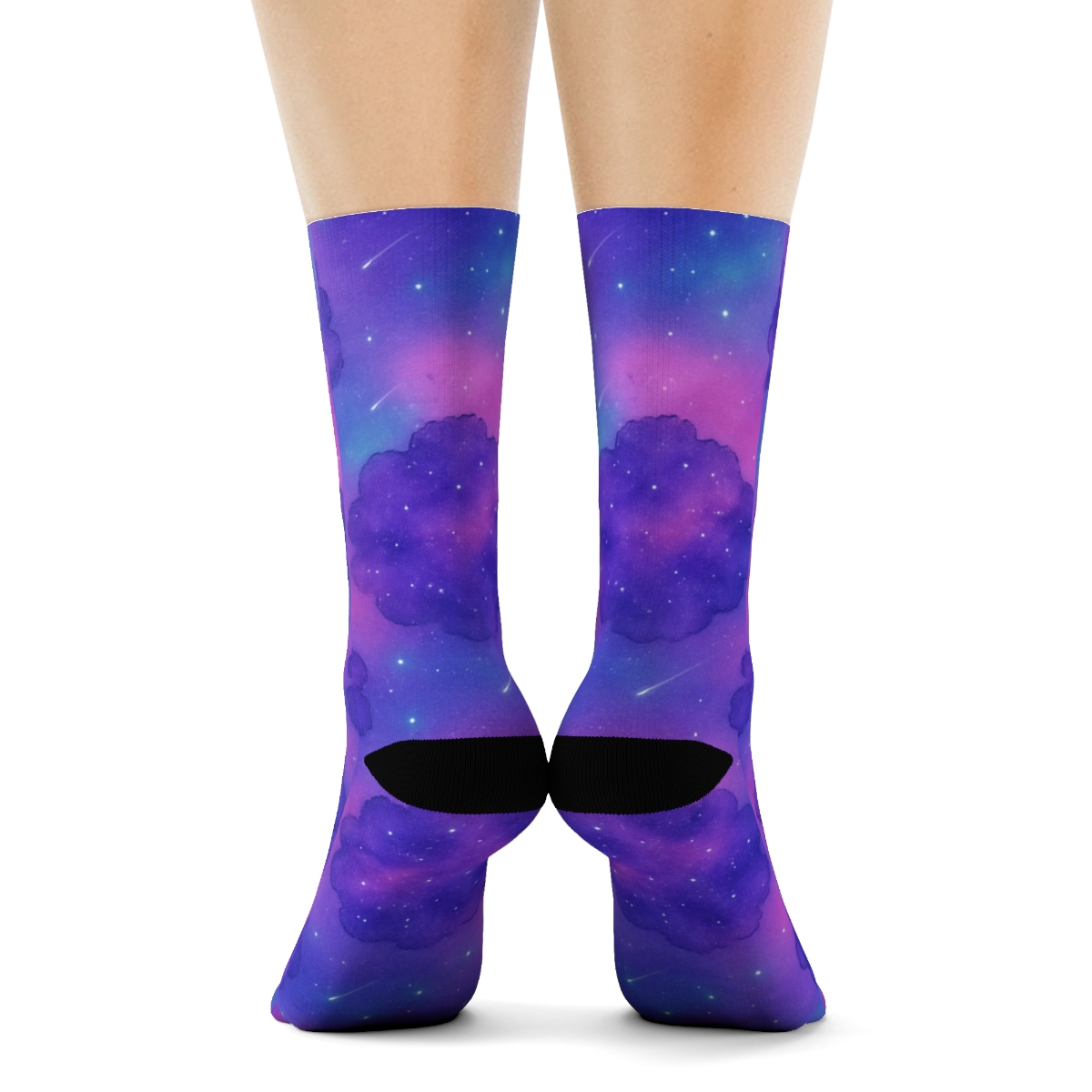 Neon Nebula Watercolor Grid stylish athletic crew socks