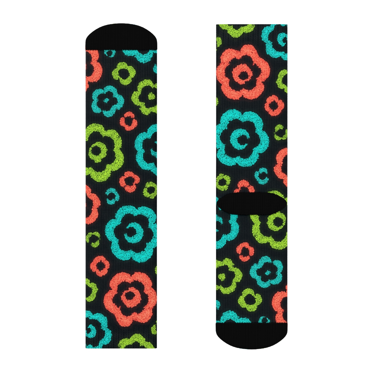 Neon Night Leopard Orbit custom crew socks