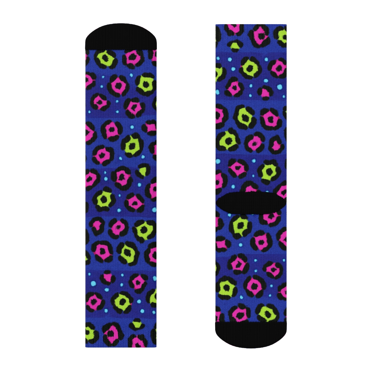 Neon Rosette Stripe Pulse On Indigo Background personalized crew socks