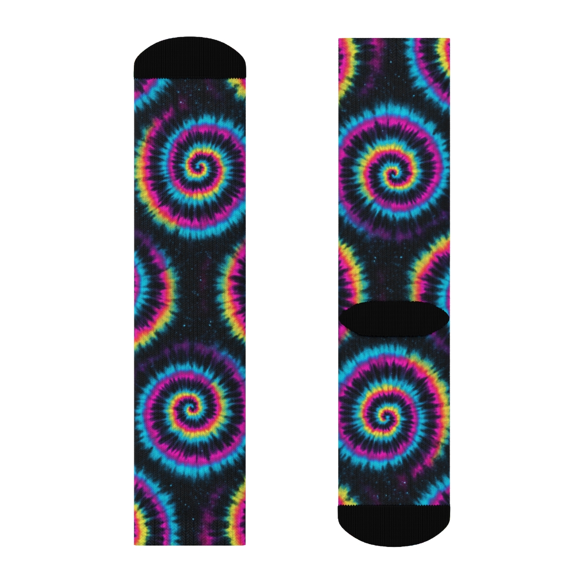 Neon Spiral Tile Vortex On Black Background unique graphic crew socks