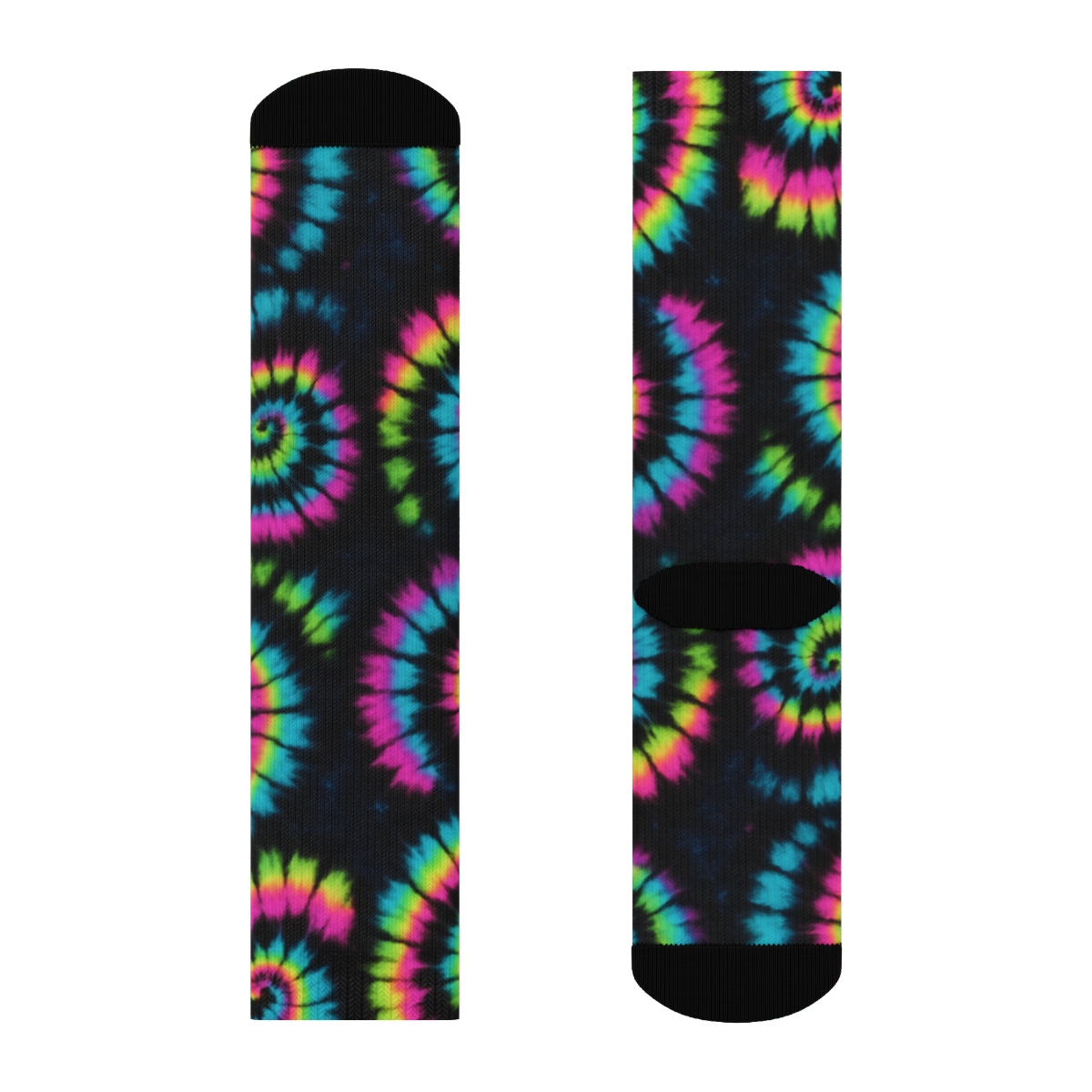 Neon Spiral Whorl Tile Grid On Black Background comfortable cotton crew socks
