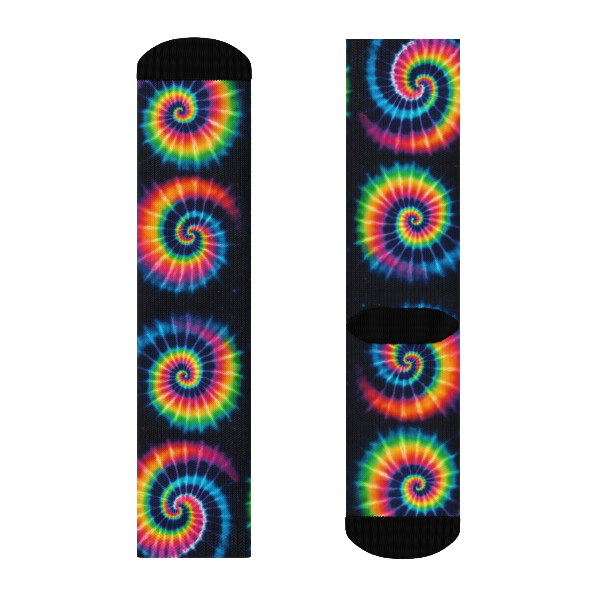 Neon Spiral Whorl Tile Grid On Black Background personalized crew socks