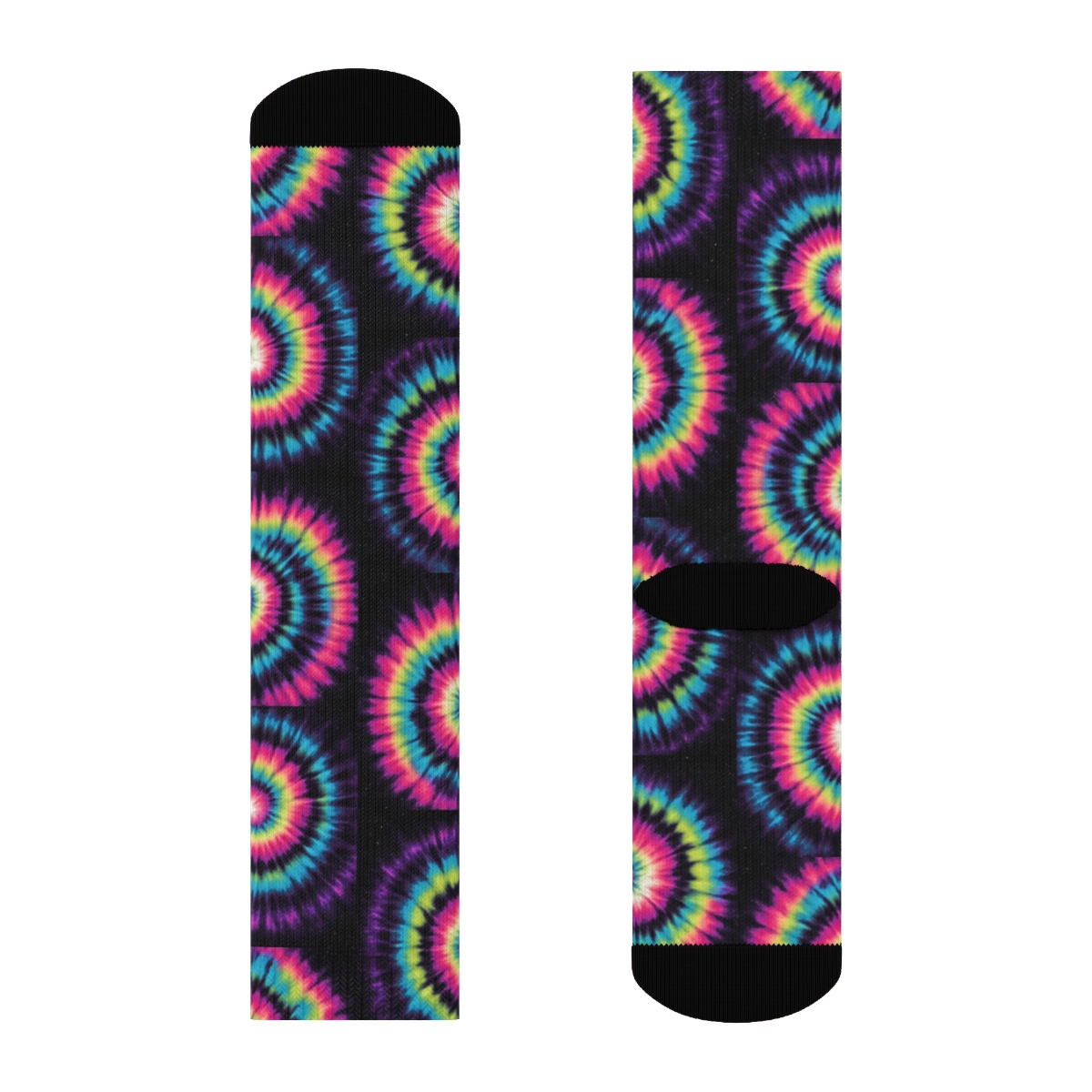Neon Spiral Whorl Tile Grid On Black Field comfortable cotton crew socks