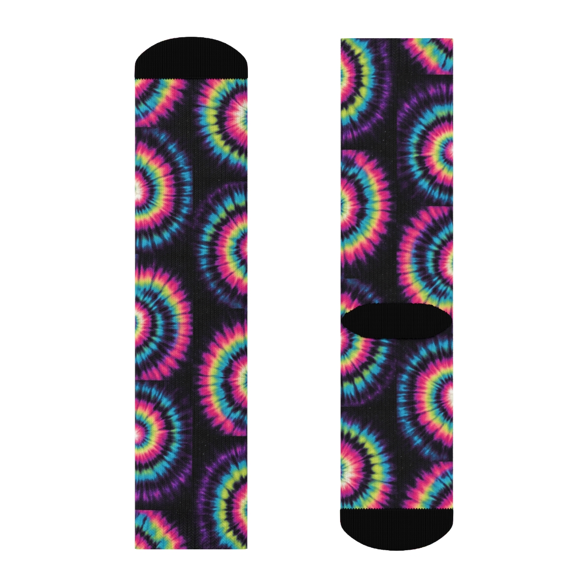 Neon Spiral Whorl Tile Grid On Black Field comfortable cotton crew socks