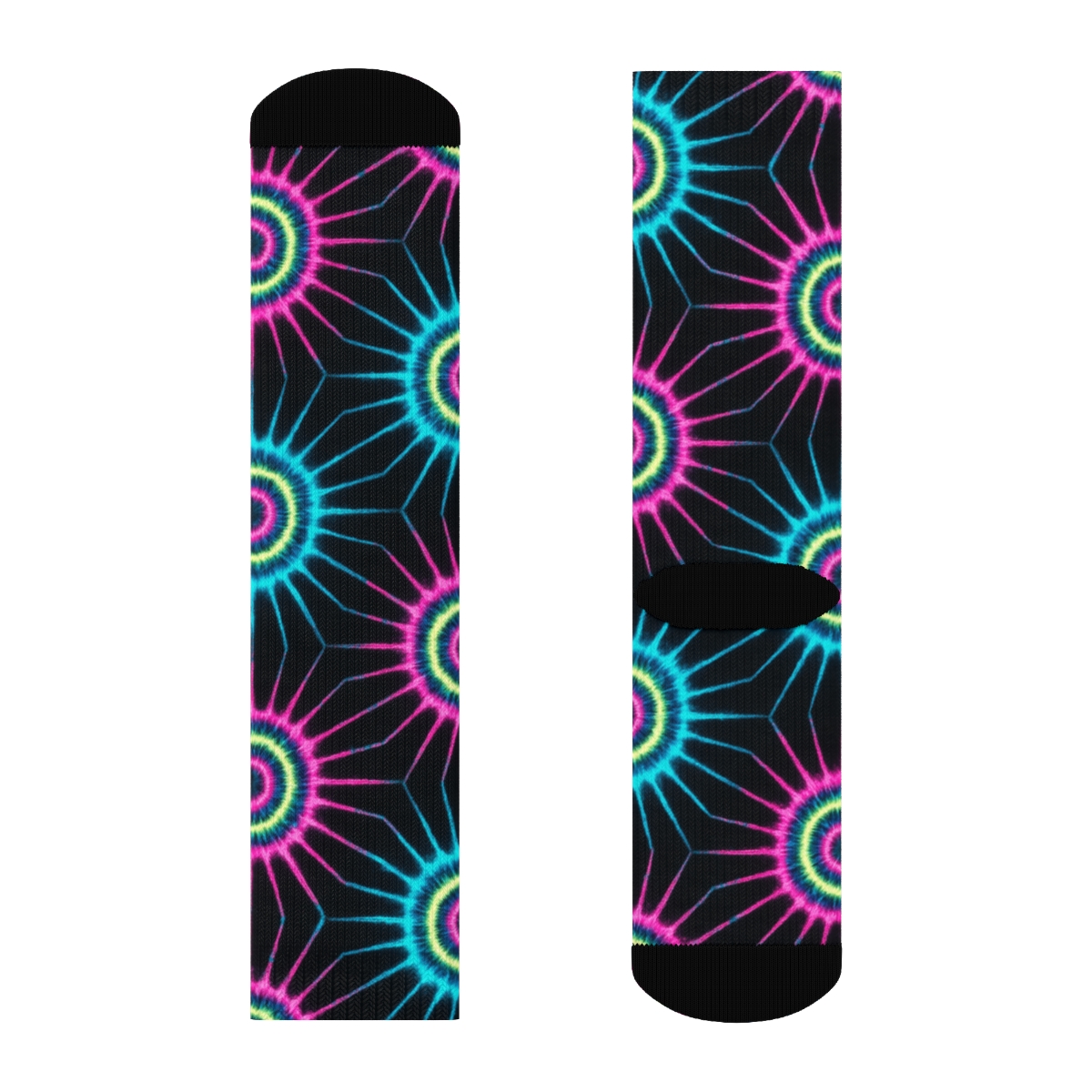 Neon Starburst Bullseye Tessellation personalized crew socks