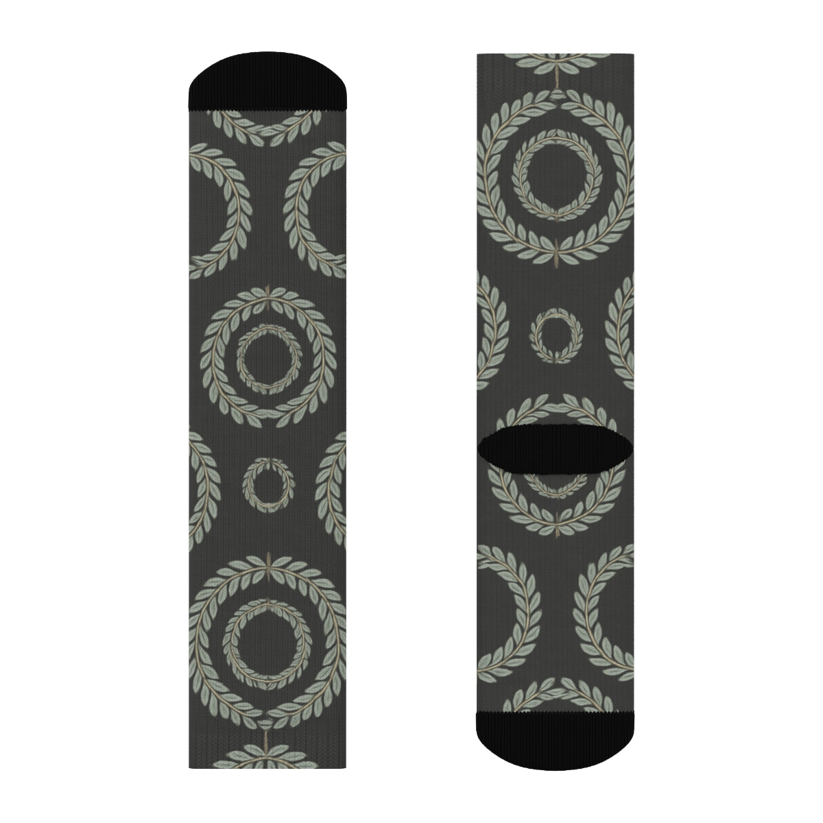 Nested Concentric Arrays In Minimal Wreath Graphic trendy patterned crew socks