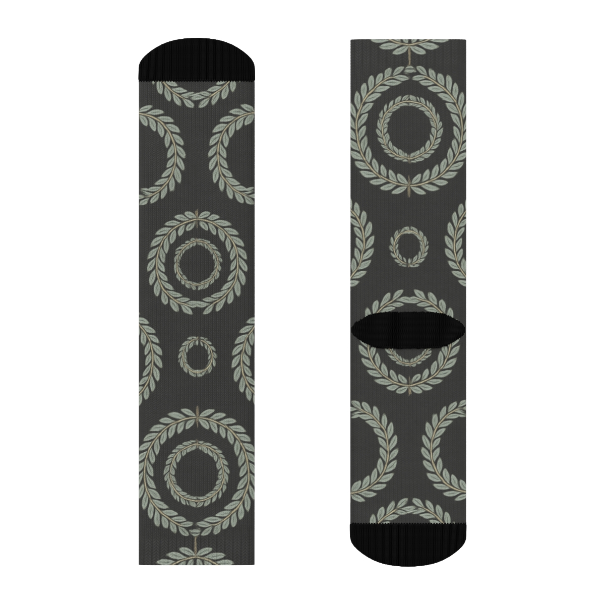 Nested Concentric Arrays In Minimal Wreath Graphic trendy patterned crew socks