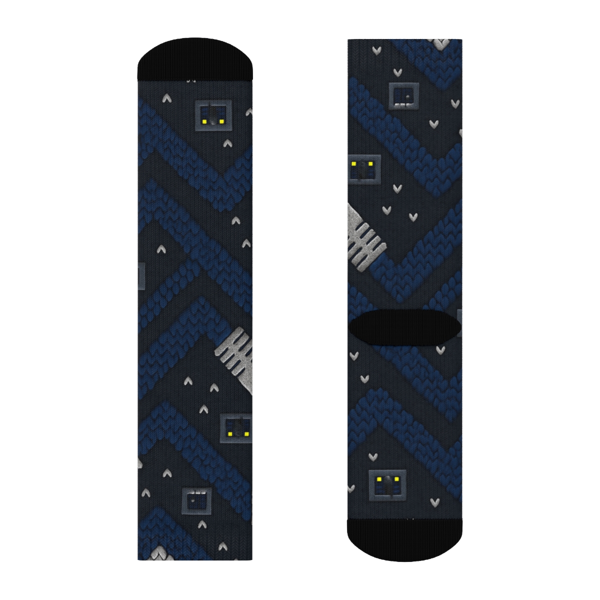 Network Administrator Cable Chevron Knit Illusion soft everyday crew socks