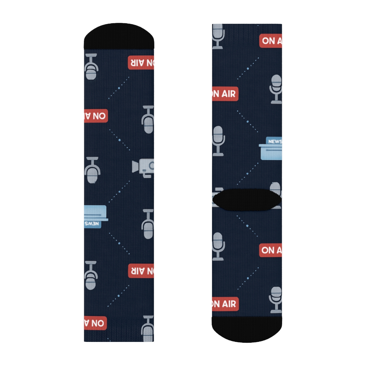 News Anchor Constellation Broadcast Grid designer printed crew socks