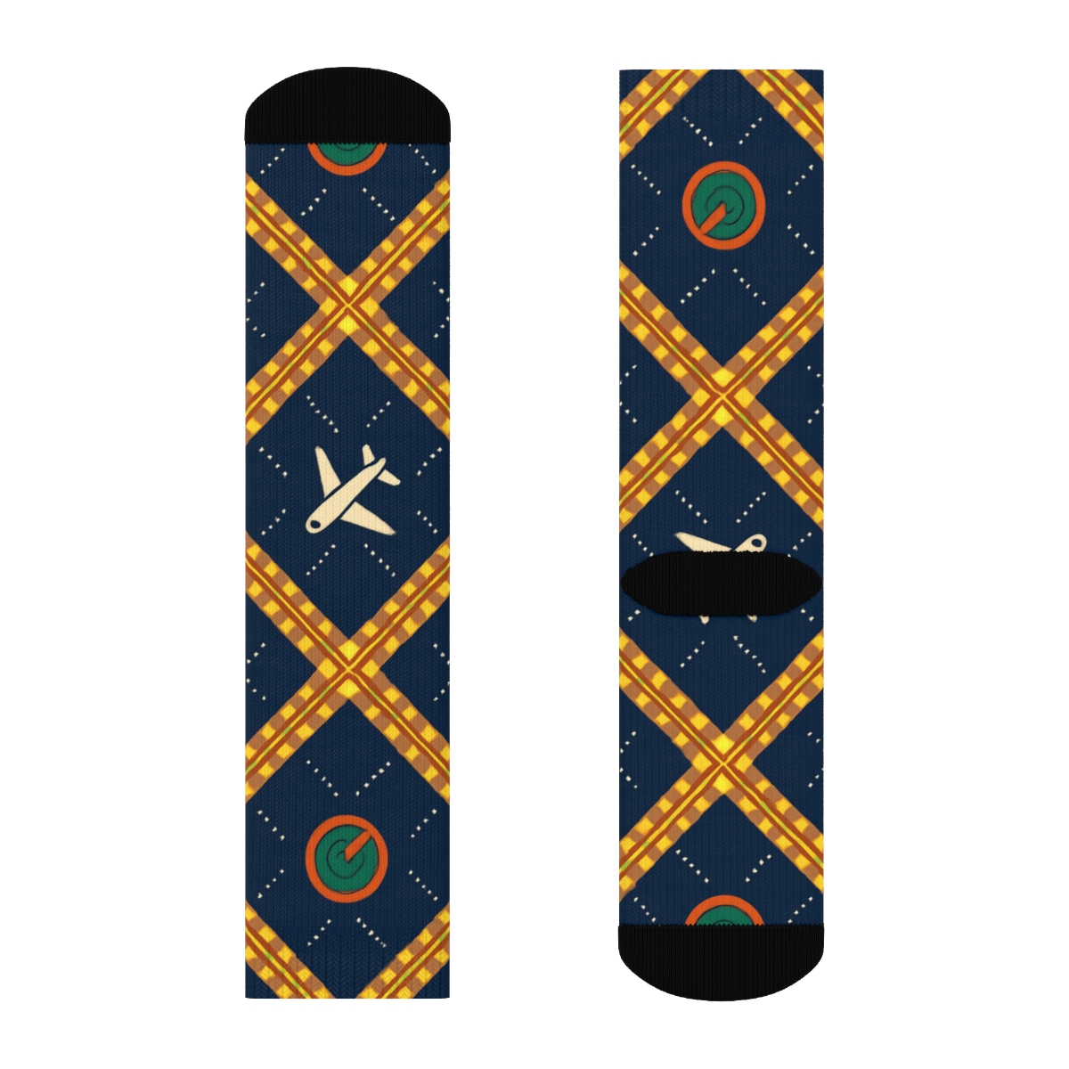 Night Runway Lattice For Air Traffic Controller designer printed crew socks