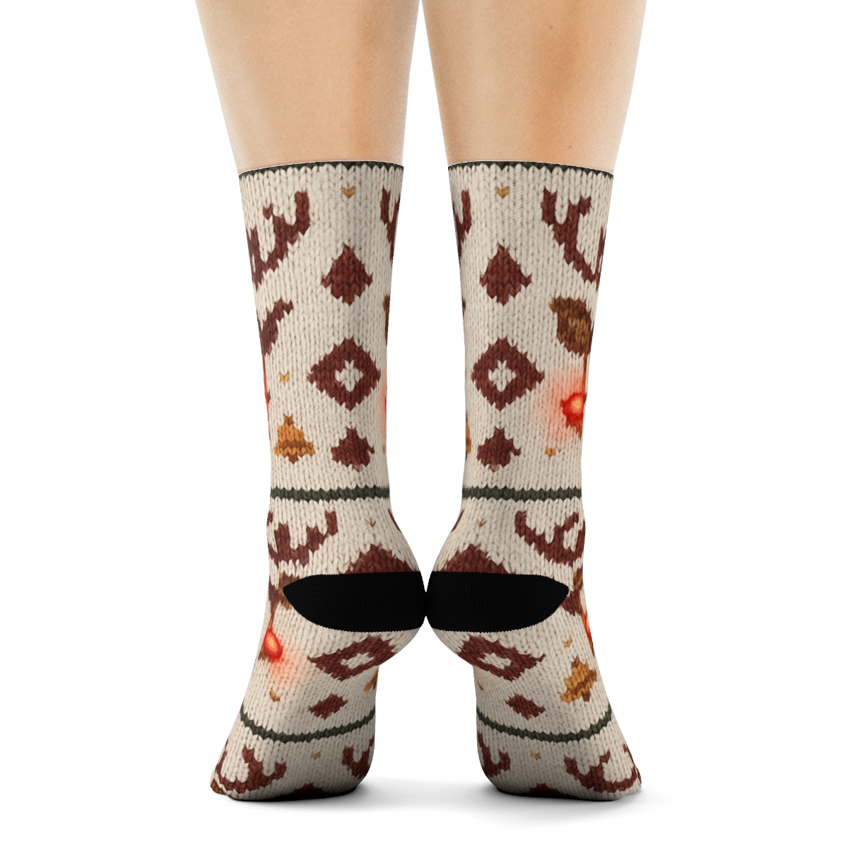 Nordic Band Rudolph Knit Illusion stylish athletic crew socks