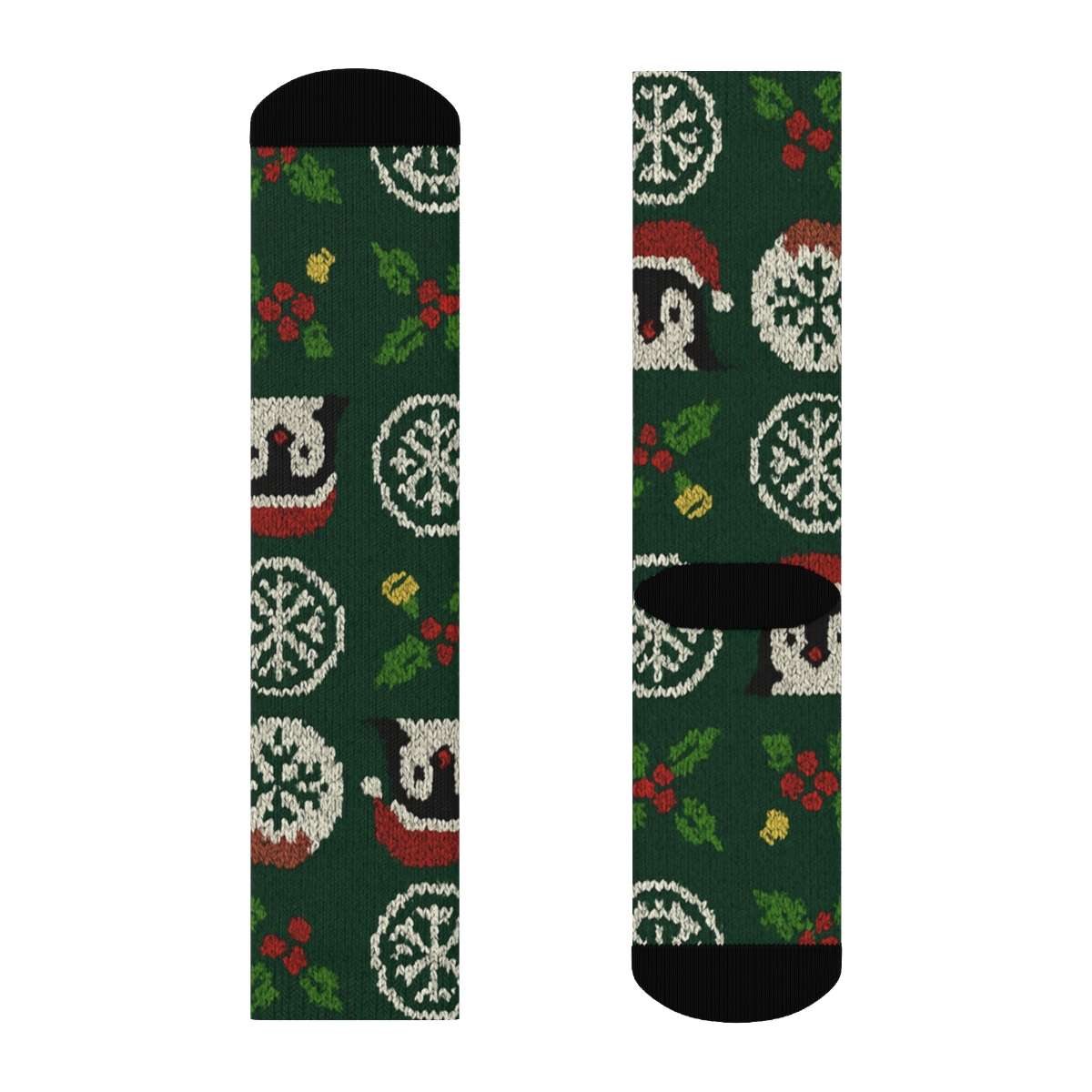 Nordic Penguin Knit Grid stylish athletic crew socks