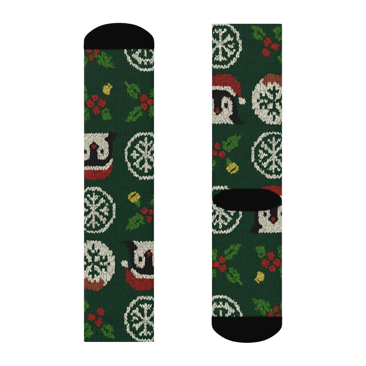 Nordic Penguin Knit Grid stylish athletic crew socks