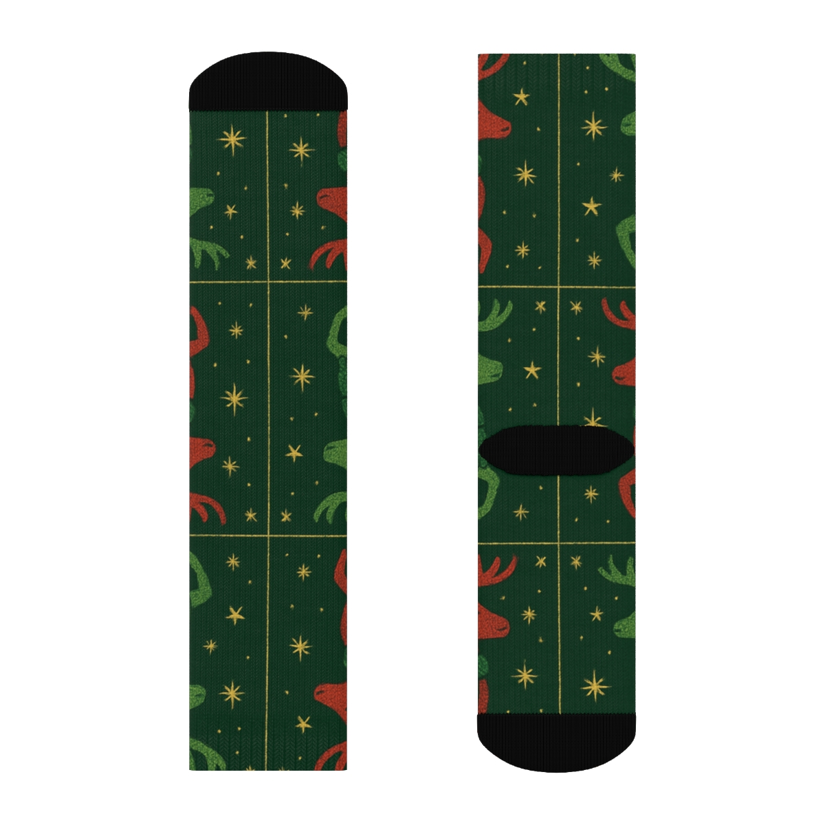 Nordic Reindeer Chess Grid personalized crew socks