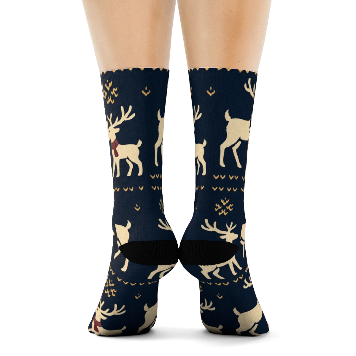 Nordic Reindeer Chevron soft everyday crew socks