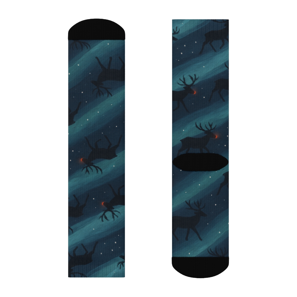 Northern Lights Antler Trail Pattern Rudolph soft everyday crew socks