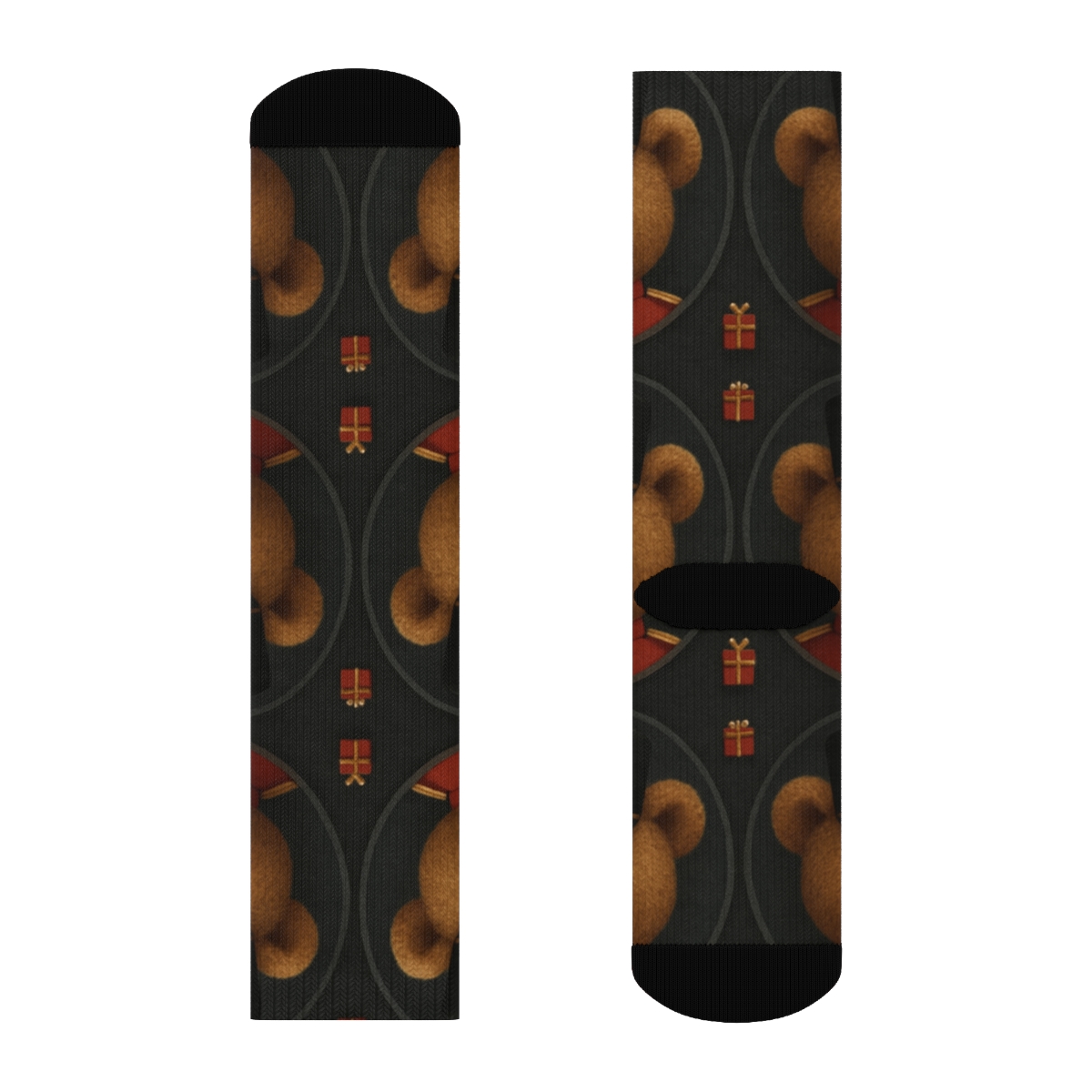 Nutcracker Bear Portrait Grid On Charcoal Background personalized crew socks