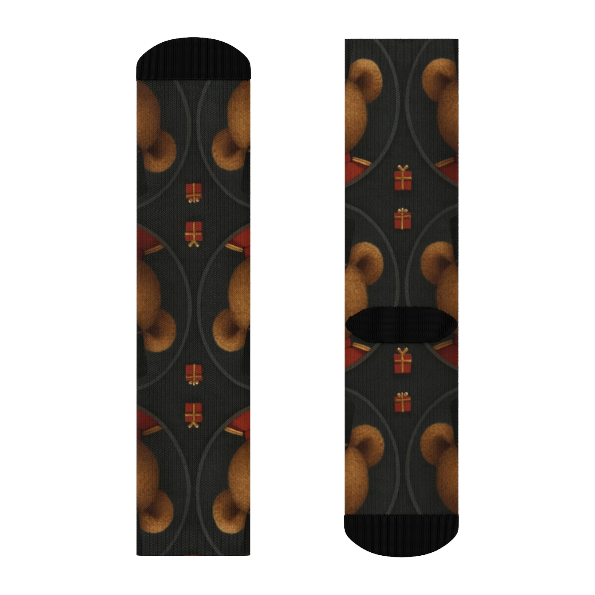 Nutcracker Bear Portrait Grid On Charcoal Background personalized crew socks