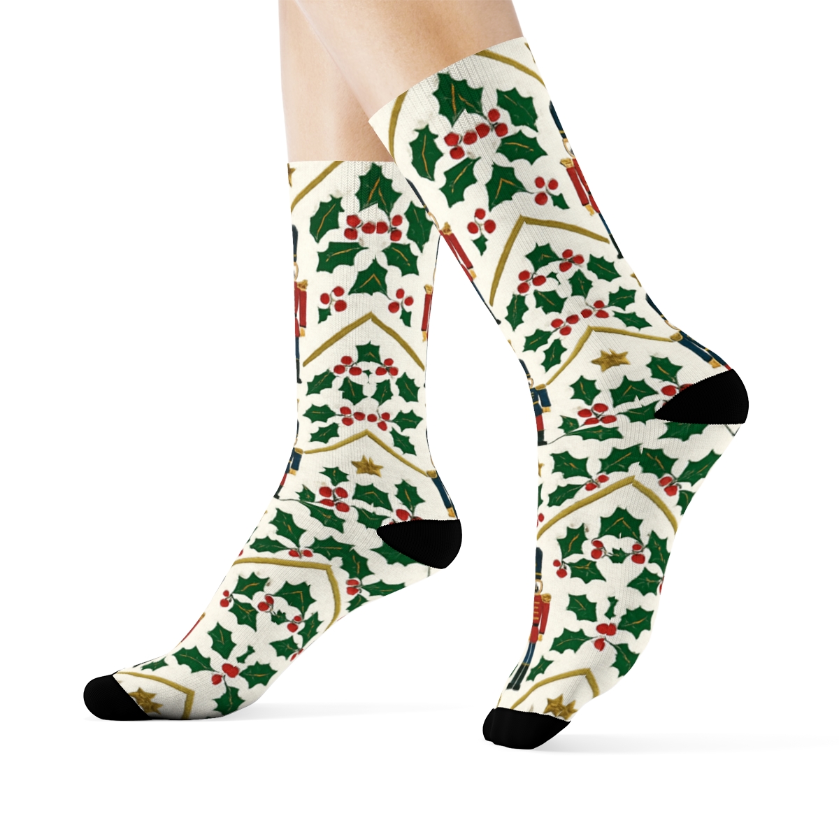 Nutcracker March Chevron On White premium sports crew socks