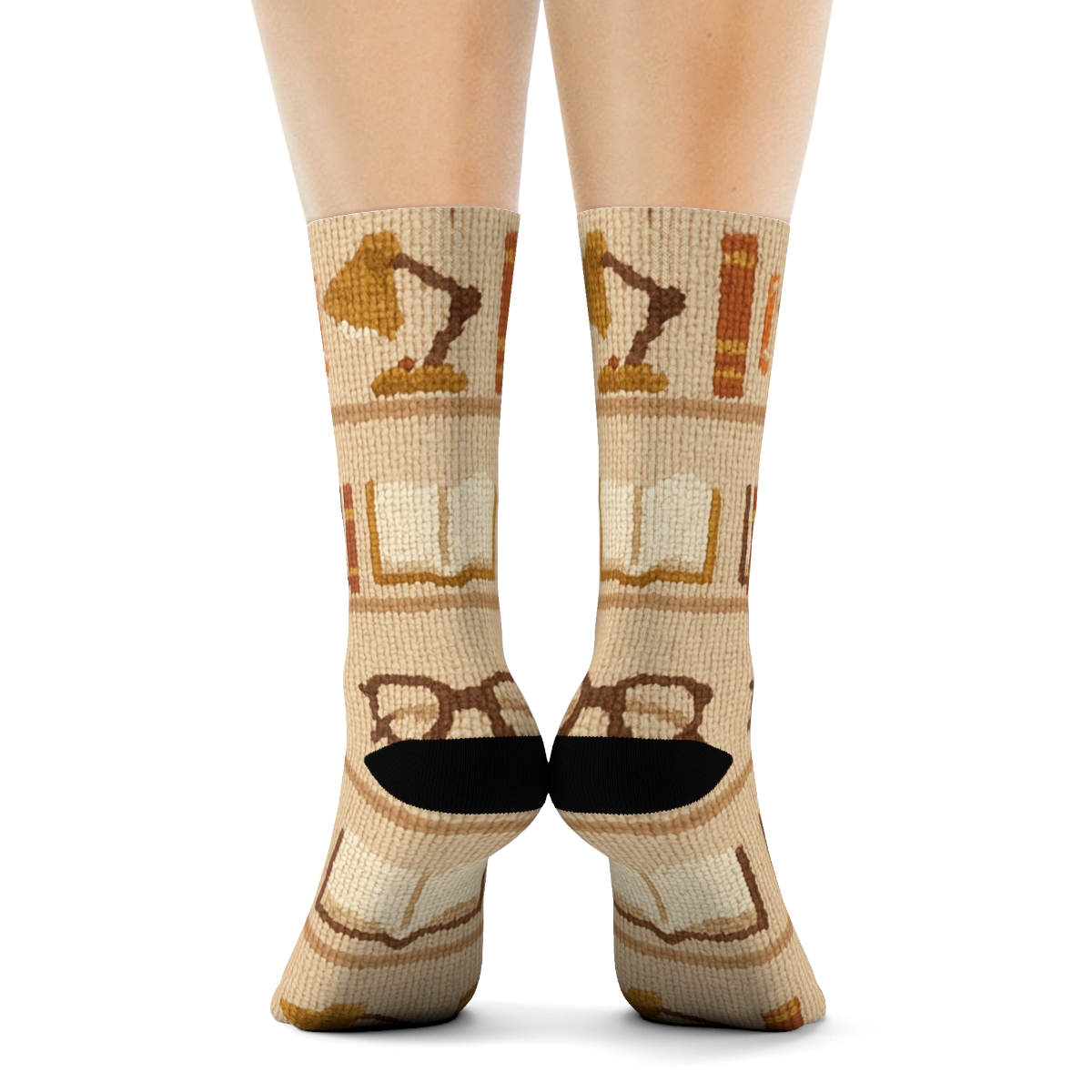 Open Books With Librarian Study Glow Bands premium sports crew socks