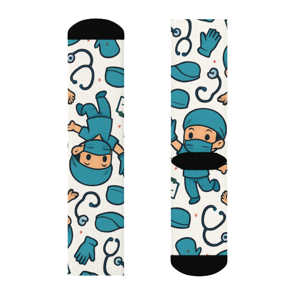 Operating Room Confetti With Surgeon Characters Pattern stylish athletic crew socks