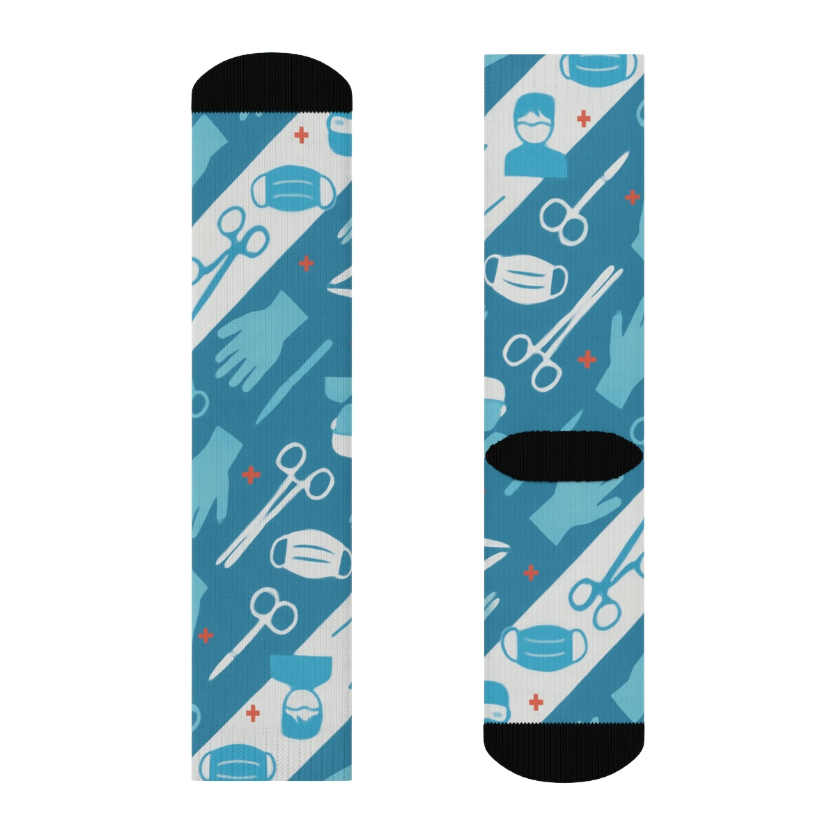 Operating Room Rhythm With Surgeon Motifs unique graphic crew socks