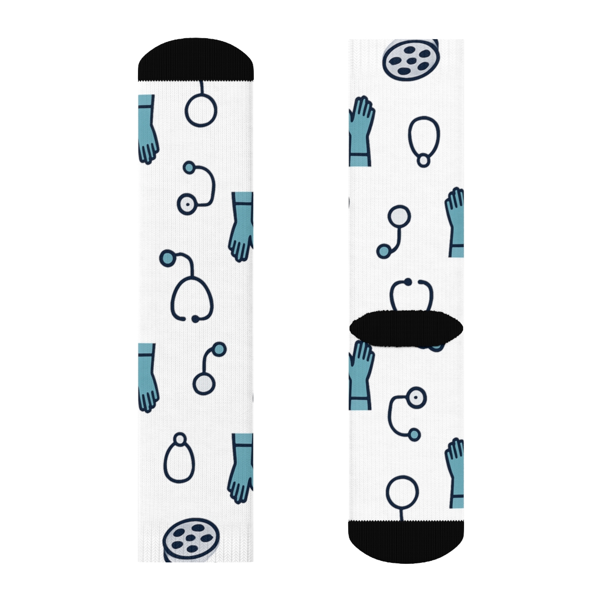 Operating Room Tiles With Surgeon Characters In Minimal Grid custom crew socks