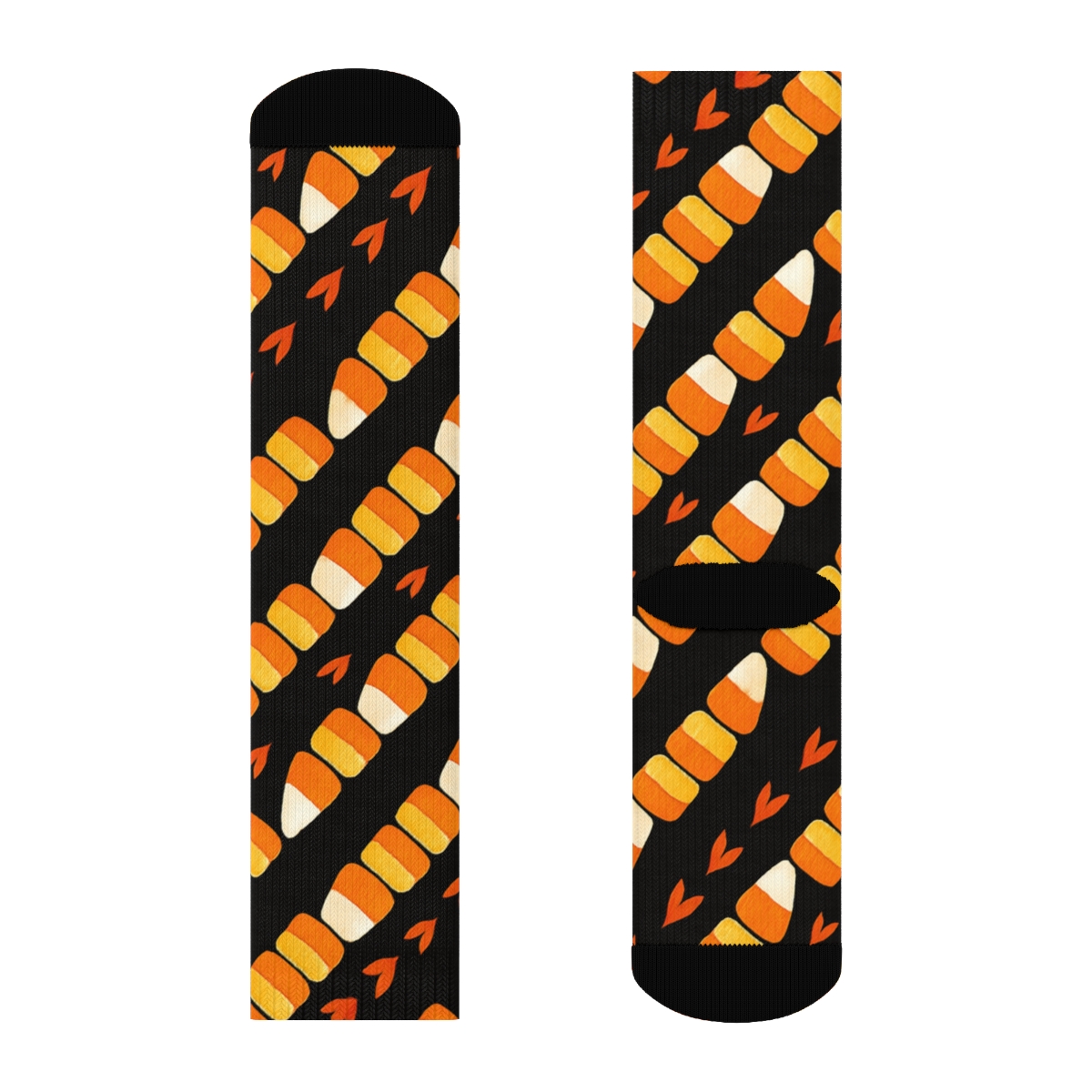 Orange Candy Corn Chevron On Black Background stylish athletic crew socks