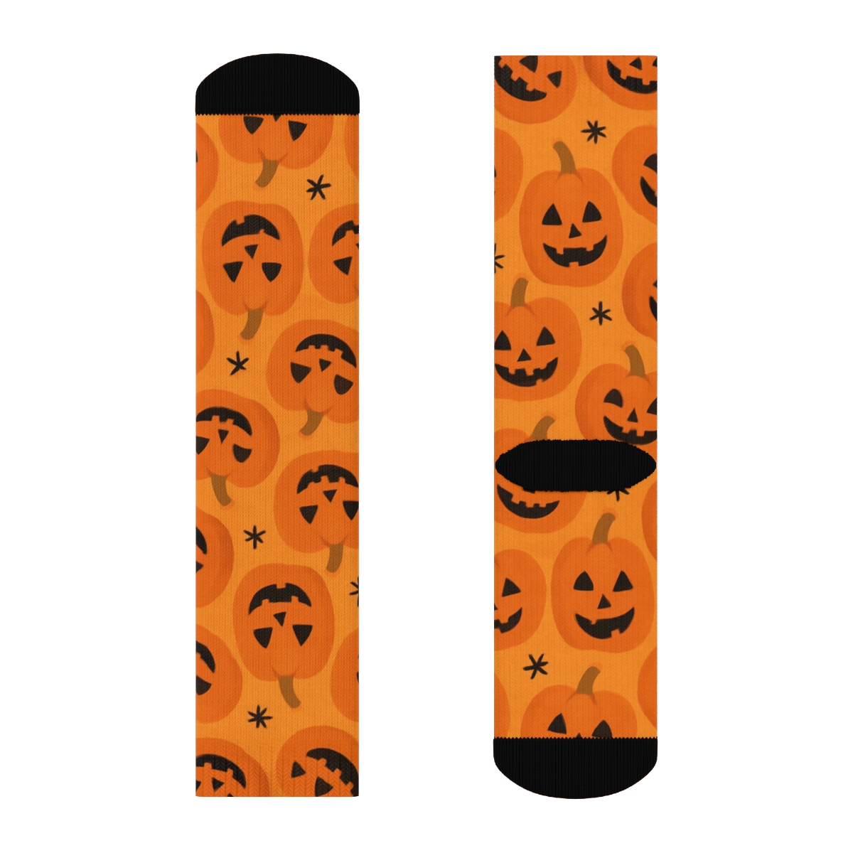 Orange Jack O Lantern Face Scatter On Orange Background premium sports crew socks